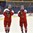 BUFFALO, NEW YORK - JANUARY 5: The Czech Republic's Frantisek Hrdinka #12 and Radim Salda #7 look on after a 9-3 bronze medal game loss against the U.S. at the 2018 IIHF World Junior Championship. (Photo by Matt Zambonin/HHOF-IIHF Images)


